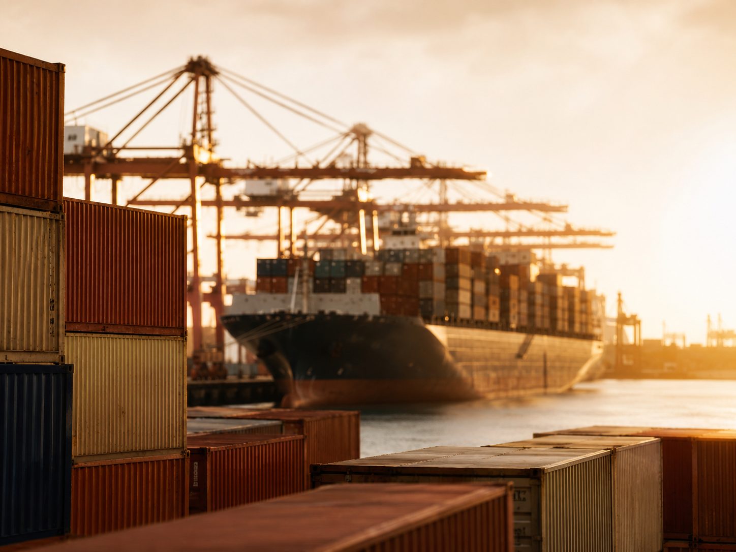 Container ship at port
