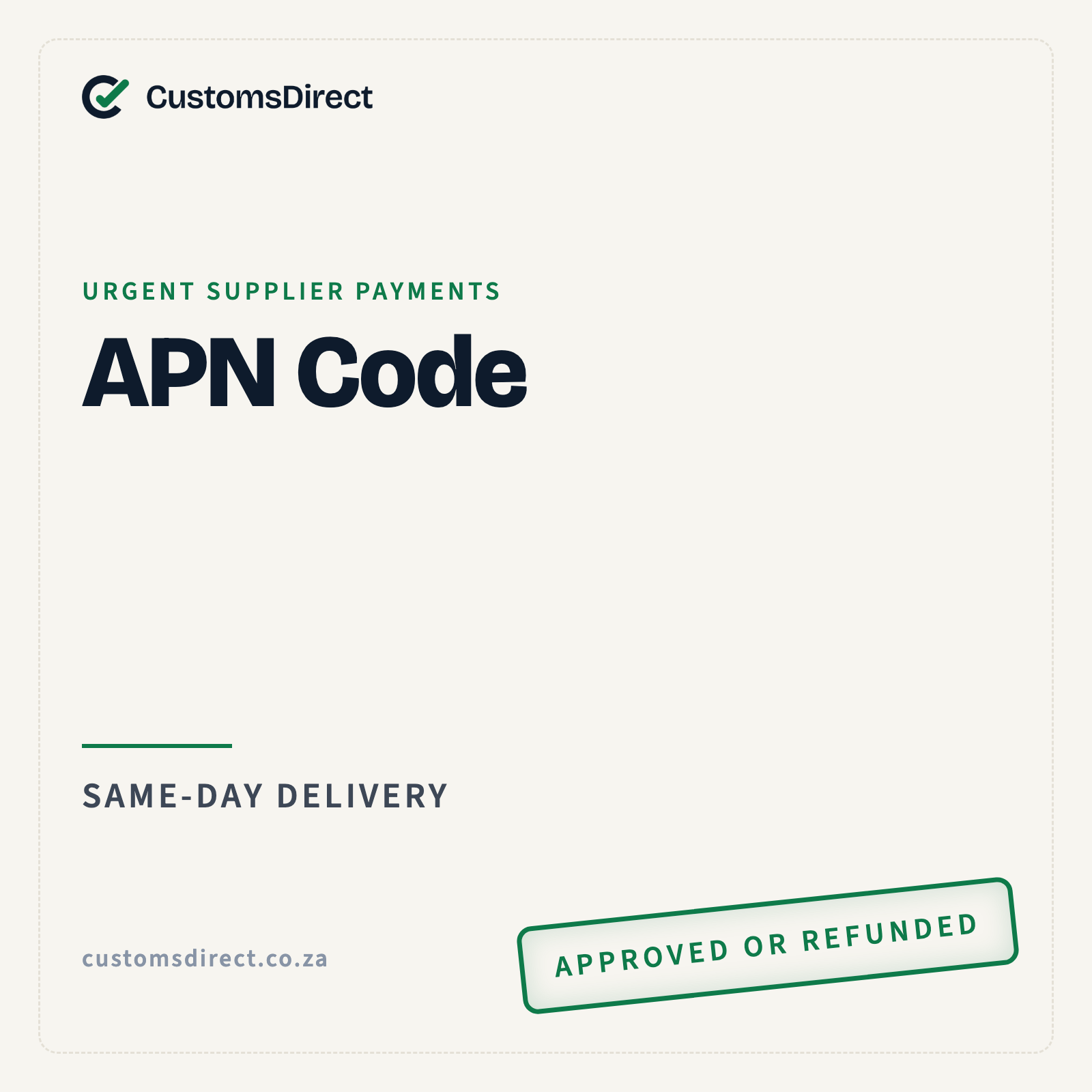 APN Code (per code) - CustomsDirect