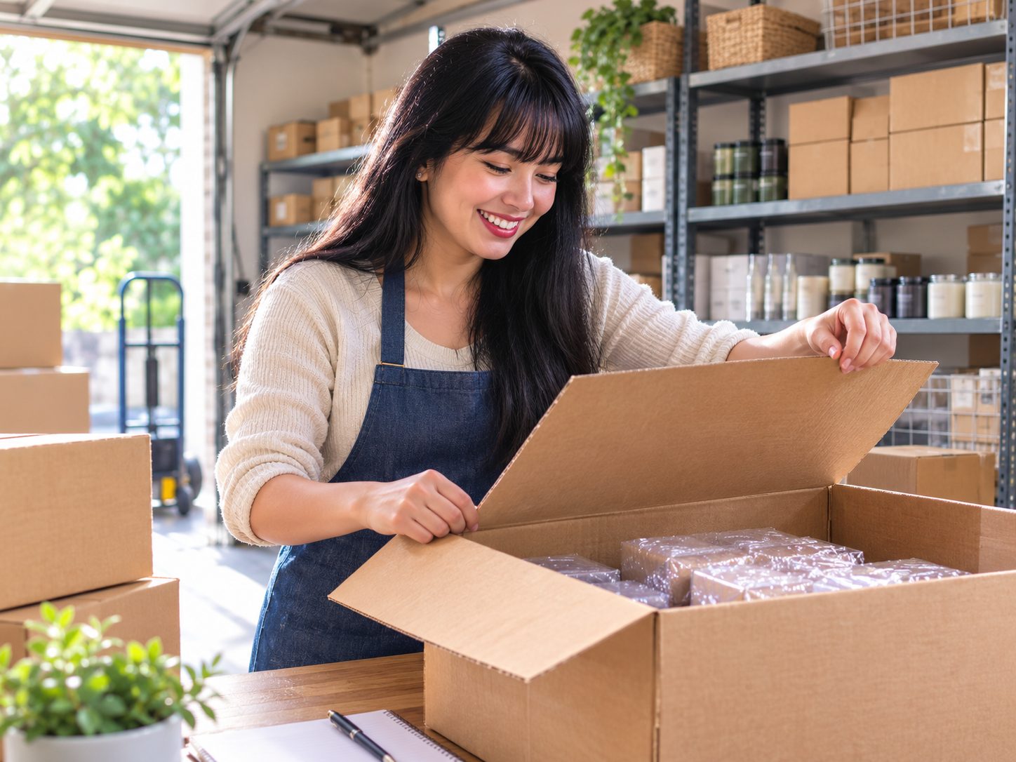 Stock arriving at a small warehouse